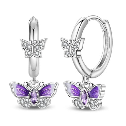 925 Sterling Silver Colorful Butterfly Heart Flower Starfish Bow Geometry Stud Earrings for Women Gift Jewelry Accessories