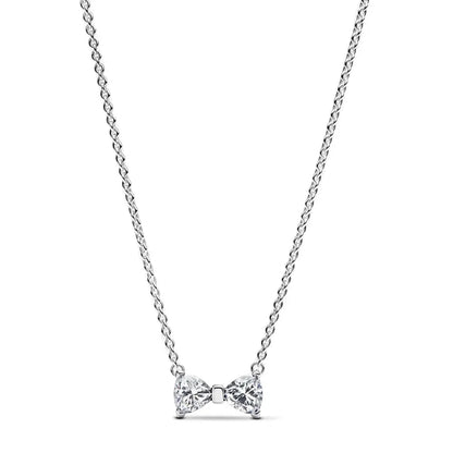925 Sterling Silver Heart Arrow Pendant Necklace Classic Bow Tie Charm for Women Elegant DIY Gift