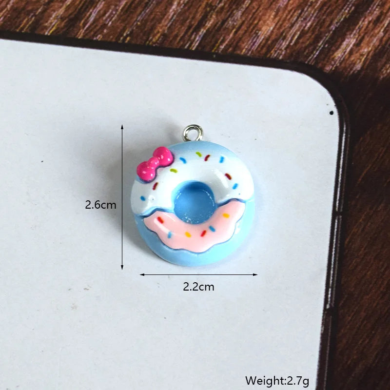 Playful Cartoon Rabbit Donut Resin Charms Set for DIY Jewelry Crafting