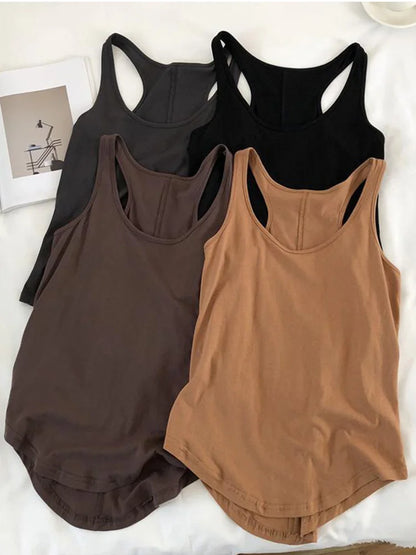 Irregular Tank Top Women O Neck Loose Fitness Camisole