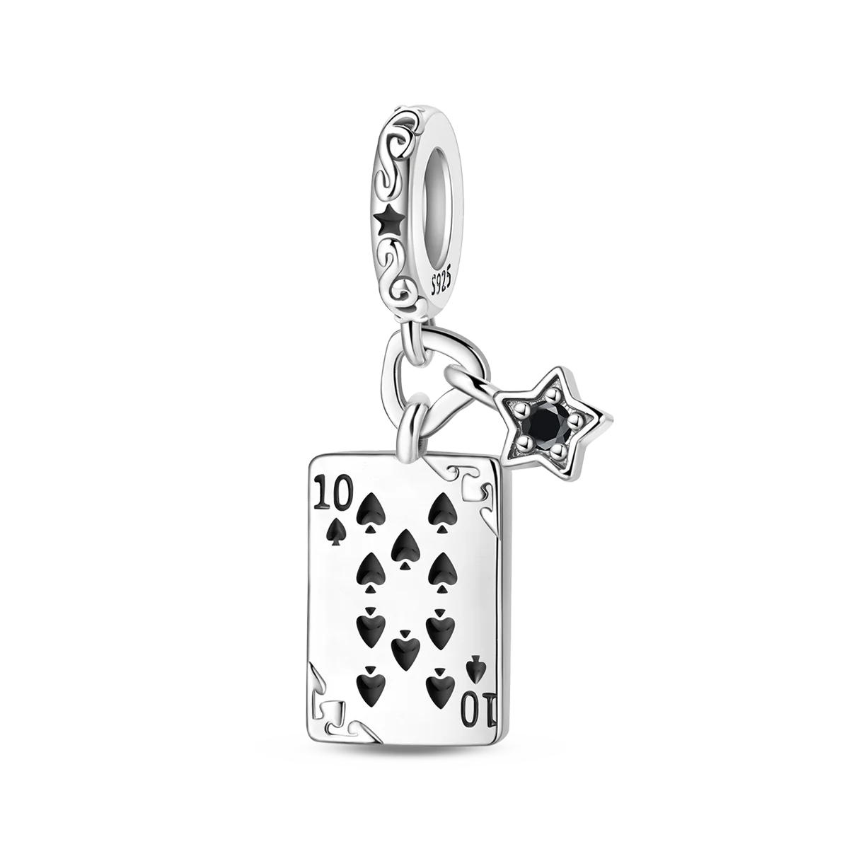Original 925 Sterling Silver Playing Card Charms Pendant Poker Joker Hearts Spades Crown Bead Jewelry for Bracelets and Necklaces