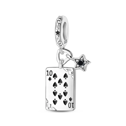 Original 925 Sterling Silver Playing Card Charms Pendant Poker Joker Hearts Spades Crown Bead Jewelry for Bracelets and Necklaces