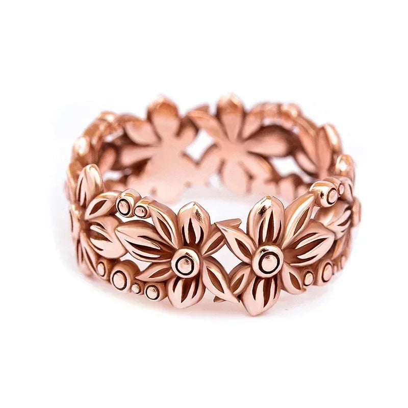 Rose Gold Flower Finger Rings for Women Elegant Wedding Party Accessories Romantic Birthday Gift Statement Jewelry