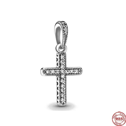 925 Sterling Silver Virgin Mary Angel Cross Pendant Necklace Charm for DIY Jewelry Gifts
