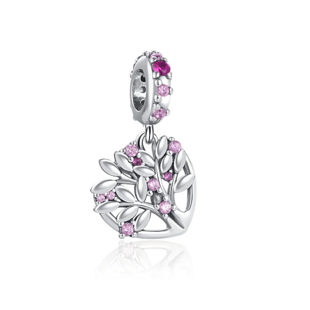 European 925 Sterling Silver Family Tree Charm Pendant Bead for Best Friend and Mom Jewelry Fit for Bracelet and Necklace