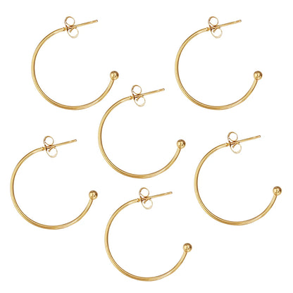 Stainless Steel C-Shaped Ear Hooks DIY Earring Posts Jewelry Making Supplies Set