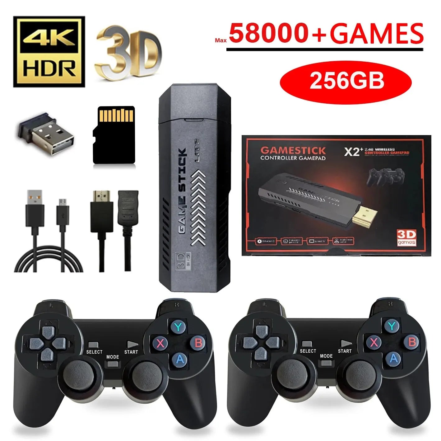 BOYHOM X2 Plus GD10 Pro 256GB 50,000 Game 4K 3D HD Retro Video Game Console With Wireless Controller 50 Emulators For Kids Gifts