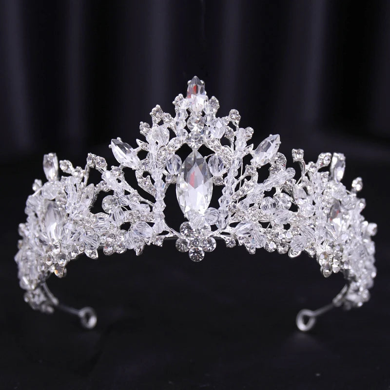 Bridal Bliss Silver Crystal Crown - Top-Rated Alloy Hair Accessory