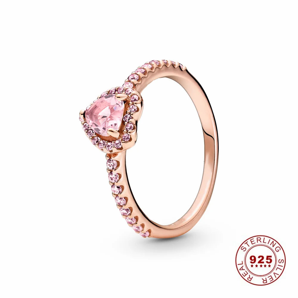 Crown 925 Sterling Silver Stackable Ring with Rose Gold Shiny Zircon for Women Perfect for Weddings and Parties PAR317