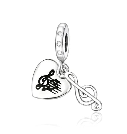 925 Sterling Silver Music Charms Beads Musical Note Piano Guitar Headset Earrings Pendants for DIY Bracelet Fine Jewelry Gift