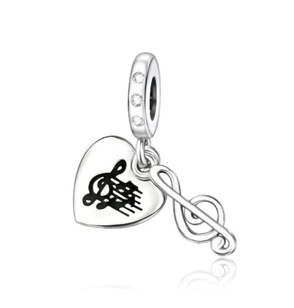 925 Sterling Silver Music Charms Beads Musical Note Piano Guitar Headset Earrings Pendants for DIY Bracelet Fine Jewelry Gift