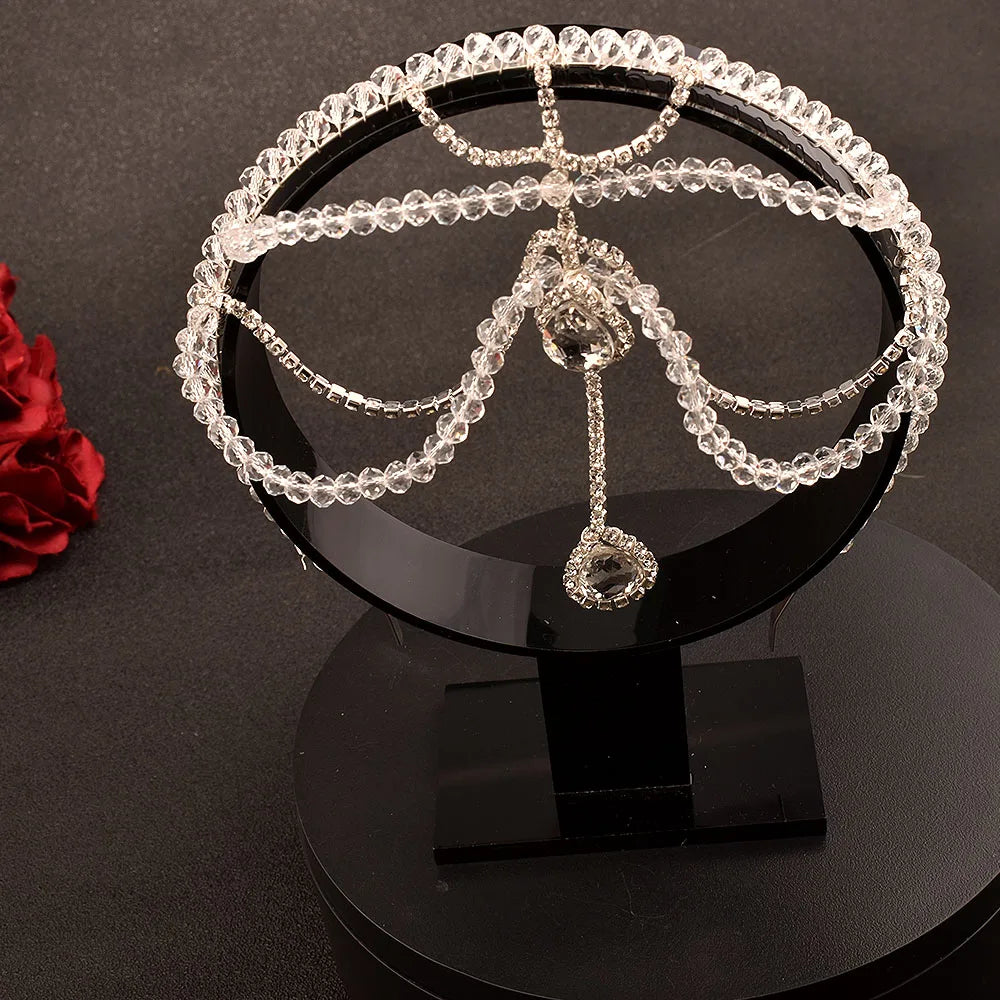 DZ165 Luxury Bridal Crystal Tiara Headband for Weddings and Proms