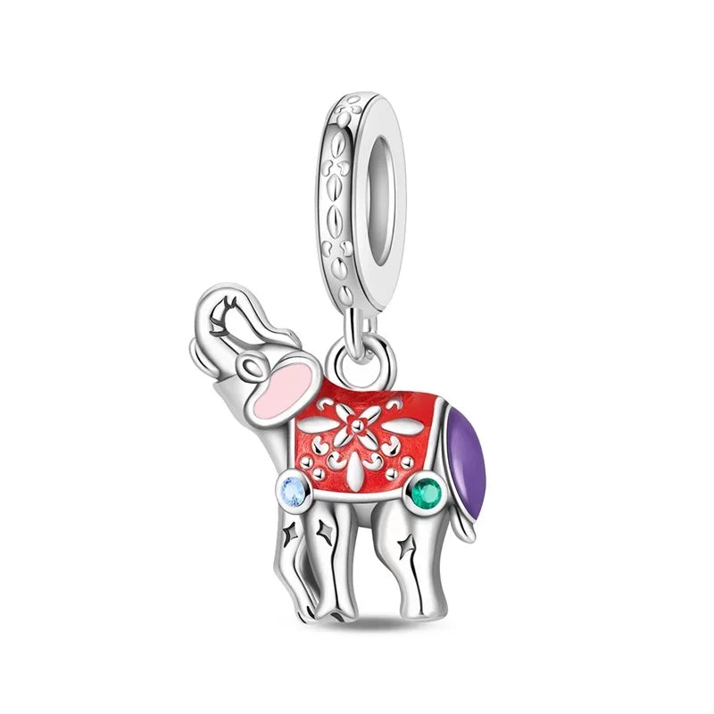 925 Sterling Silver Colorful Elephant Animal Charms for DIY Jewelry Necklace Bracelet Gifts