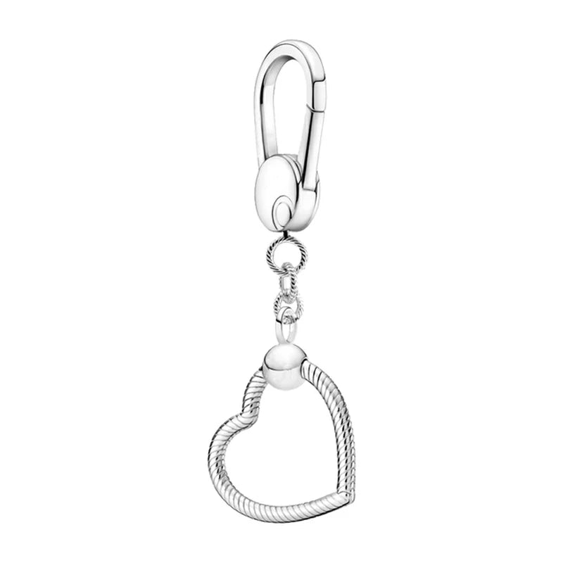 Authentic 925 Sterling Silver Key Ring Charm Holder Set for Women B776