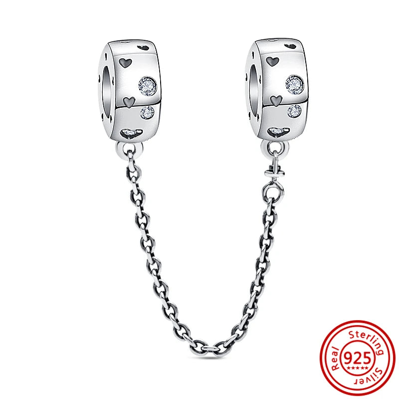 Fit Pantaro 925 Sterling Silver Bracelet with Snowflake Moon Sun Charms and Sparkling Beads N643