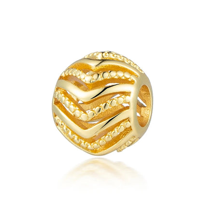 Golden Dragon Double Heart Dangle Charm Bead For 925 Bracelet