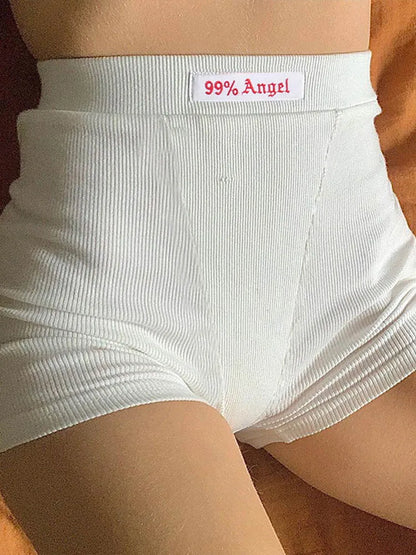 Summer White Letter Embroidered Biker Shorts Women Casual