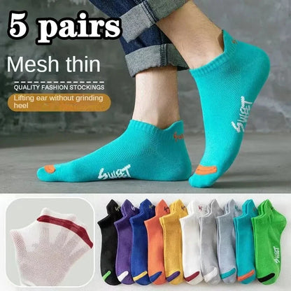 Men's Breathable Cotton Ankle Socks Comfortable Summer Low Cut Casual Socks 10 Pack