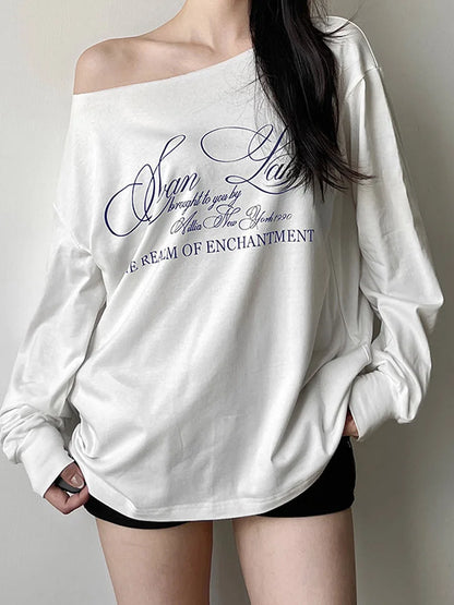 Y2K Aesthetic Off Shoulder Tee Harajuku Grunge Streetwear