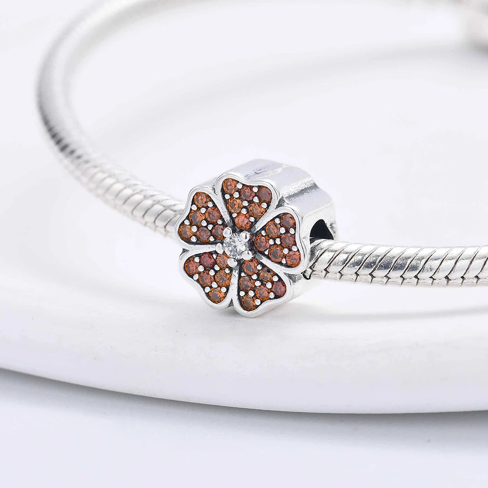 Sterling Silver Four-Leaf Clover Charm Bracelet for Women