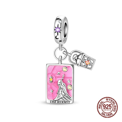 925 Sterling Silver Tarot Hourglass Bead Charm For Bracelet
