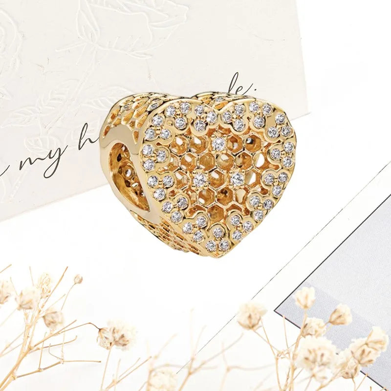 Sparkling Gold Safety Chain Infinity Snake Charm Beads