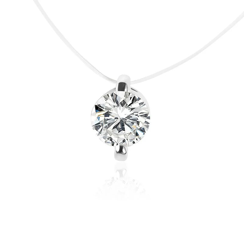 Elegant Invisible Heart Choker Necklace with Rhinestone Zircon for Women