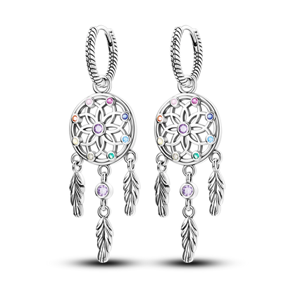925 Silver Geometric Hoop Earrings for Women with Zircon Moon and Heart Design Fashion Jewelry Gift