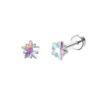 2PCS Set Stainless Steel Heart Moon Stud Earrings for Women Trendy Ear Tragus Cartilage Body Piercing
