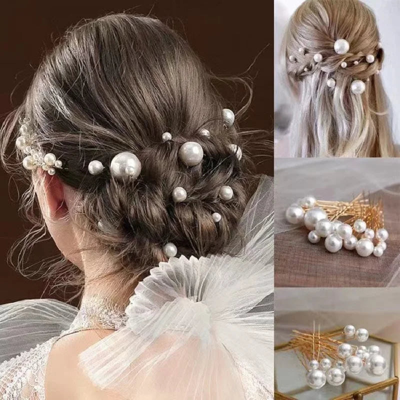 Elegant Pearl Flower Wedding Hairpin Comb Set for Brides