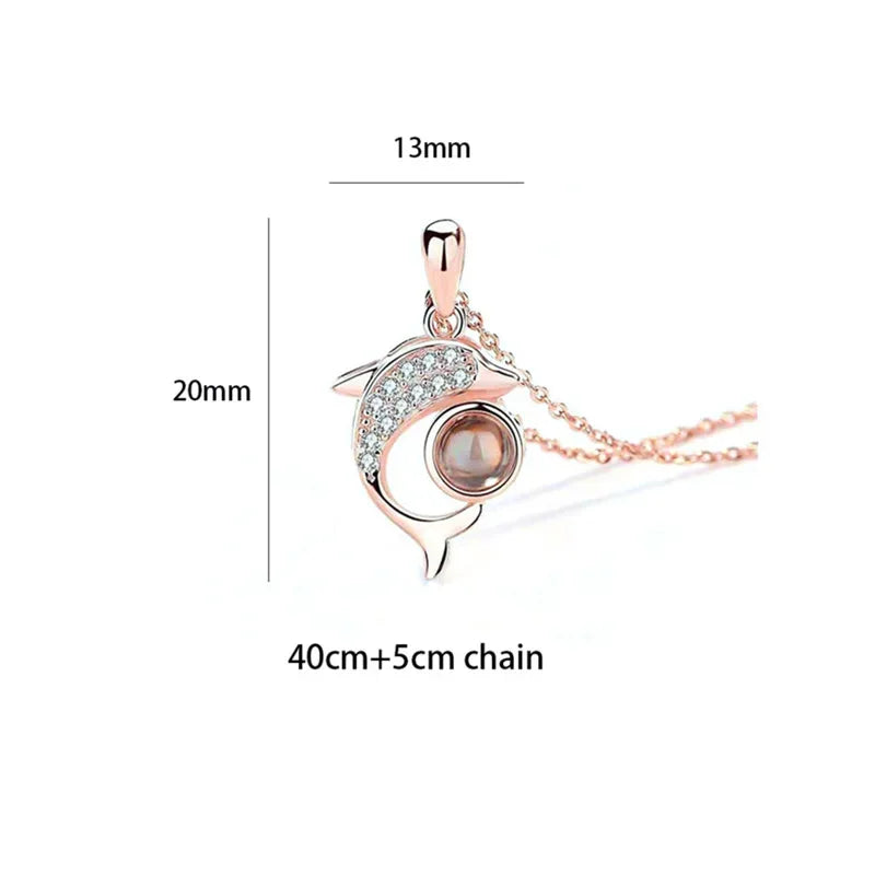 100 Languages I Love You Heart Pendant Necklace Romantic Projection Jewelry Gift for Women tyxl18mgj 40cm plus 5cm