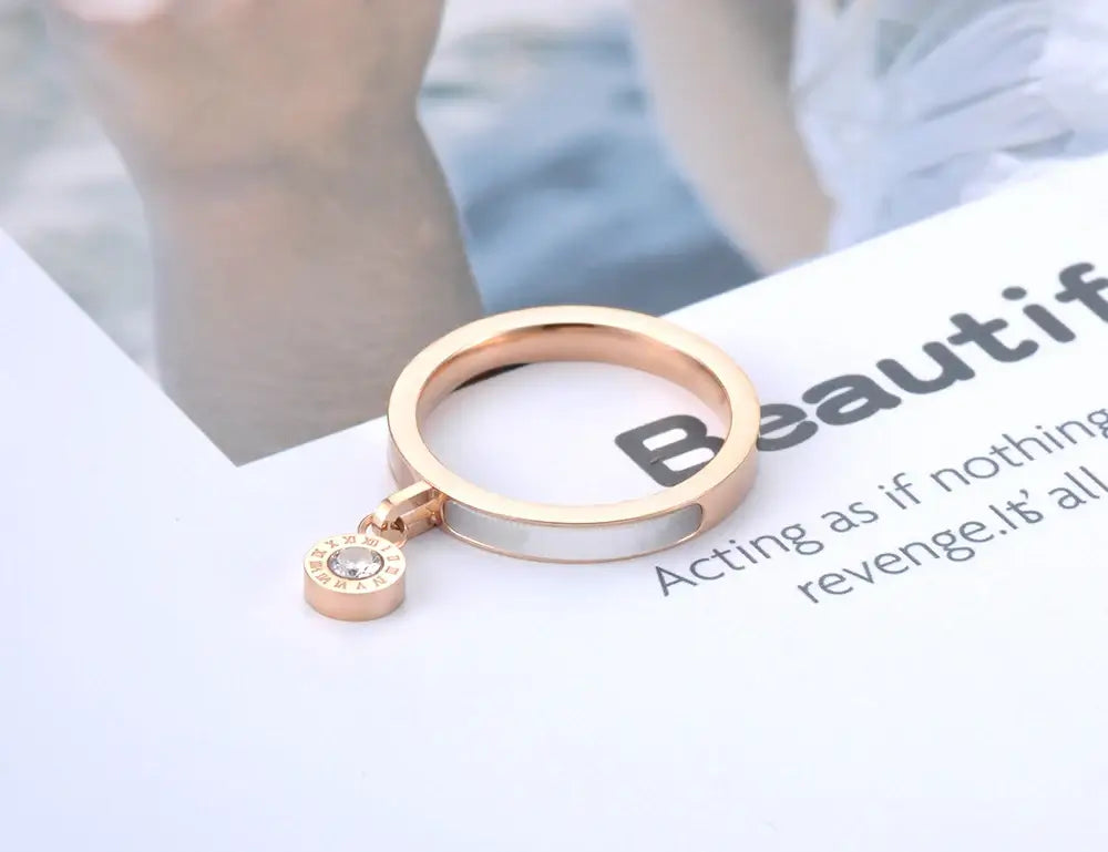 Lokaer Rose Gold Plated Titanium Steel Wedding Ring for Women 6