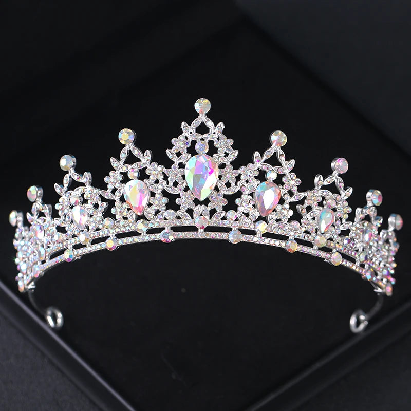 Elegant Crystal Bridal Tiara Crown for Weddings Silver Diadem Veil Headpiece Jewelry