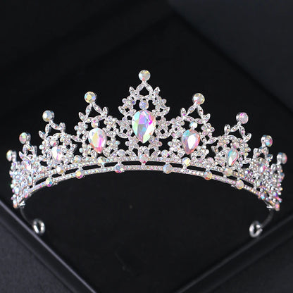 Elegant Crystal Bridal Tiara Crown for Weddings Silver Diadem Veil Headpiece Jewelry