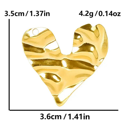 4Pcs Lot Stainless Steel Geometric Hammered Heart Dangle Charms for DIY Jewelry Making S1741-G