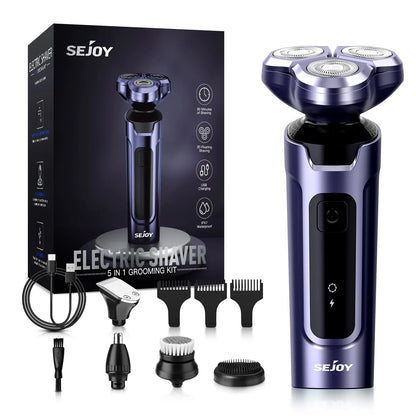 Sejoy 3 In 1 Multifunction Electric Shaver for Men Waterproof Beard and Nose Hair Trimmer with Fast Charging