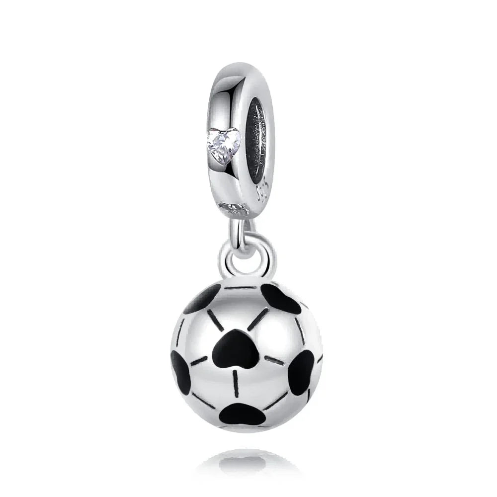 Original 925 Sterling Silver Sports Ball Charms Earrings Beads Pendants for Bracelet Necklace Jewelry Gift