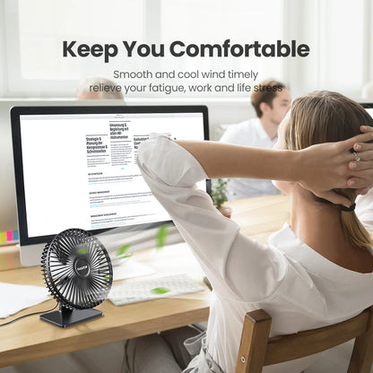 GAIATOP Desk Fan Portable USB Fan 90° Adjustable Mute 4 Speed