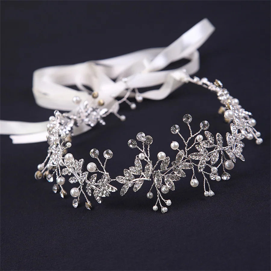 Romantic Rhinestone Floral Wreath Crown for Bridesmaids