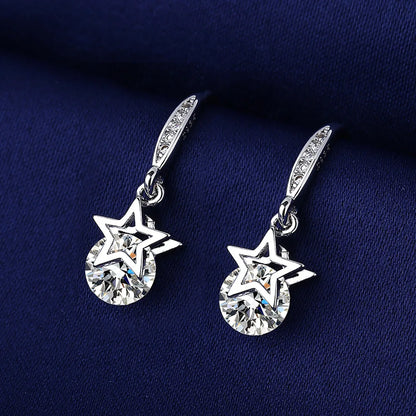 Sterling Silver CZ Crystal Plant Stud Earrings for Women and Teens