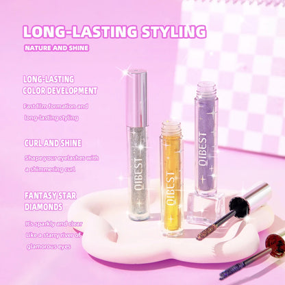 Diamond Mascara with Shining Galaxy Sequins for Thick Curling Glitter Eyelashes Quick Dry and Sweat Proof Shimmer Makeup