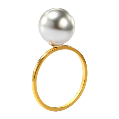 Elegant Gold Color Pearl Ring for Women - Classic Bridal Jewelry Gift