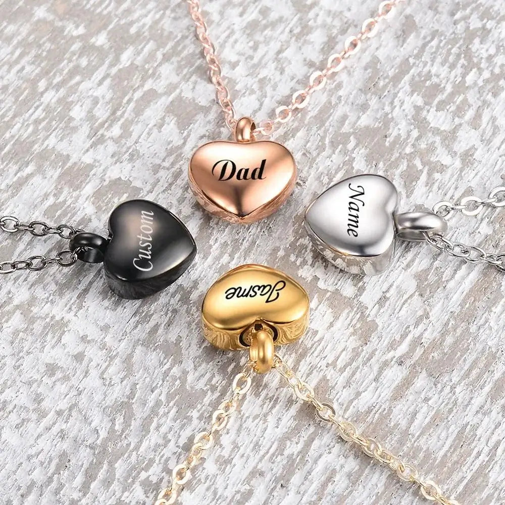 Heart Shaped Memorial Urns Necklace for Ashes in Four Colors