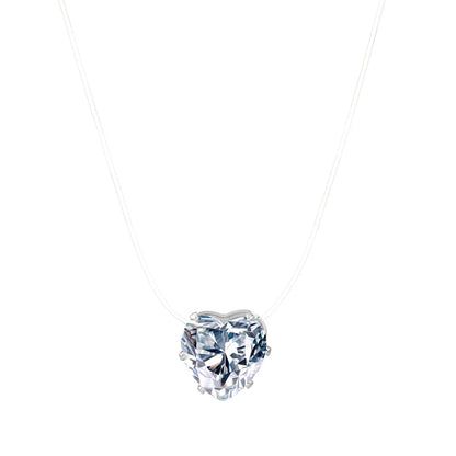 Elegant Invisible Heart Choker Necklace with Rhinestone Zircon for Women