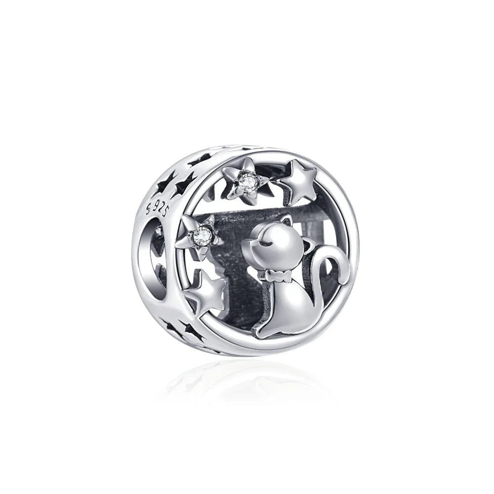 Exquisite 925 Silver Cat Claw Pendant Beads with Safety Chain for European Bracelets B2137