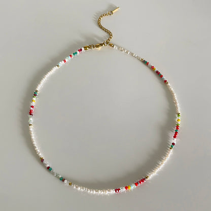PerisBox Boho Colorful Acrylic Beaded Necklace with 18K Gold Plated Solid Fish Pendant Waterproof Stackable Jewelry for Women