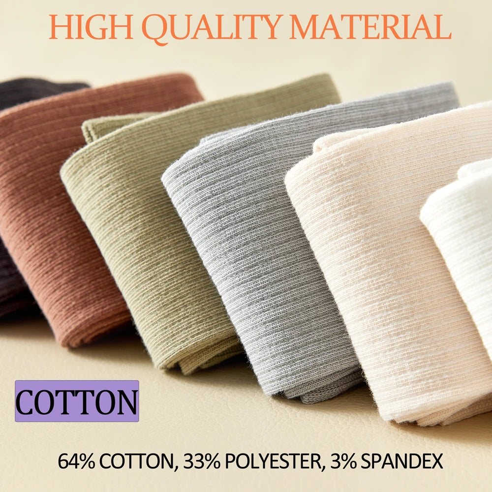 Lightweight Stackable Seamless Cotton Blend Mid Calf Socks