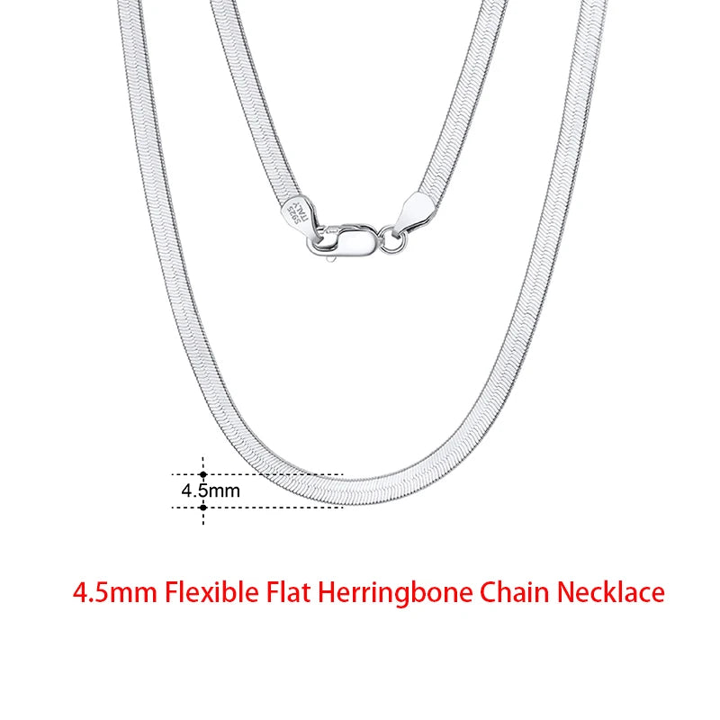 Rinntin 925 Sterling Silver Flat Mariner Chain Necklace Stylish Versatile Unisex Jewelry 4.5mm-Flat Chain