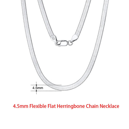 Rinntin 925 Sterling Silver Flat Mariner Chain Necklace Stylish Versatile Unisex Jewelry 4.5mm-Flat Chain