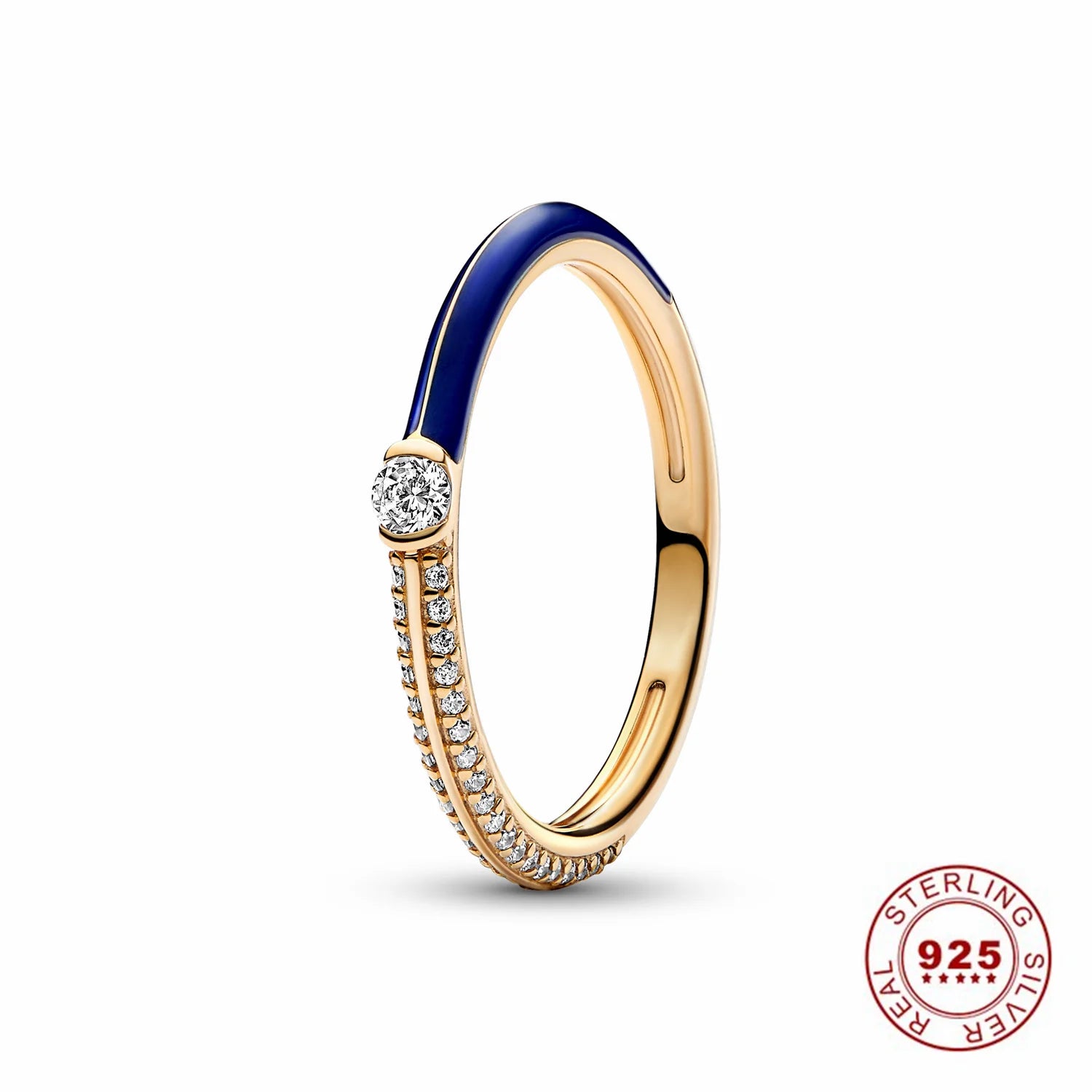 Crown 925 Sterling Silver Stackable Ring with Rose Gold Shiny Zircon for Women Perfect for Weddings and Parties PAR317